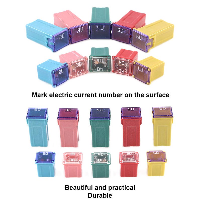 Glarks 10Pcs Automotive Low and Tall/Standard Profile Box Shaped Fuse 20A 30A 40A 50A 60A Fuse Assortment Kit for Ford, Chevy/GM, Nissan, and Toyota Pickup Trucks, Cars and SUVs - Image 3